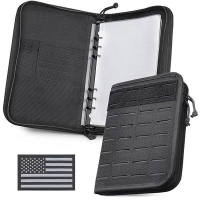Molle Notebook Cover with Detachable A5 Clear Plastic 6-Ring Binder | 6.9x10" Zip Book Cover, 80 Refill Line Papers, 1“ O-Ring Padfolio binder, for Gift Planners Travel Feild Work School