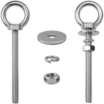 2 Pack M10 Eye Bolts with Nuts, 304 Stainless Steel 3/8" x 4" Heavy Duty Lifting Eye Bolts, Metric M10×102mm Ring Eye Bolt for Hanging, Tie Down, Outdoor & Hardware Fixing (2, 3/8"x4")