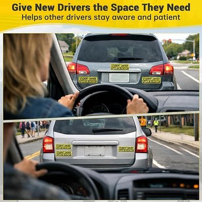 Student Driver Magnet for Car, 3 Pack Please Be Patient Car Magnet, Reflective & Easy to See, Strong Hold, Removable & Reusable, Weatherproof, New Driver Magnet for Teen Drivers (10 x 3.5 in)
