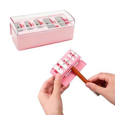 5 Hole Makeup Pencil Sharpener Cosmetic Tool Multiple Sizes Eyeliner and Lip Liner Sharpener for Women Sacapuntas de Lapiz Maquillaje 5 Slot Make Up Pencil Sharpener (Pink)