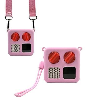 Upgraded Silicone Case with Shoulder Strap for Yoto Mini Adventure Jacket Yoto MP3 Player Cover with Wrist Lanyard, Pink