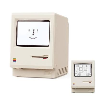 OIJ Maclock Retro Pixel Alarm Clock, 1984 Computer-Inspired USB Desk Clock with Pixel Display, Multiple Alarms, Adjustable Brightness, Calendar, Temperature