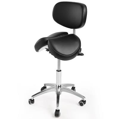 Ergonomic Saddle Stool with Backrest, 485 lbs Capacity Rolling Stool, 12 Tilt, Adjustable Height Split Seat Stool, 360 Swivel Rolling Chair for Office, Salon, Massage, Dental, Tattoo