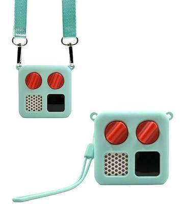 Upgraded Silicone Case with Shoulder Strap for Yoto Mini Adventure Jacket Yoto Accessories Protective Silicone Cover with Wrist Lanyard, Mint
