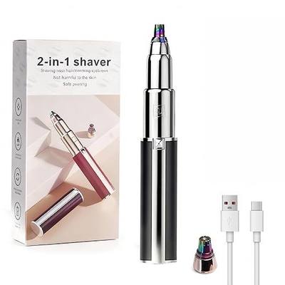 Womens Eyebrow Trimmer Rechargeable Upgraded 2-in-1 Portable Electric Eyebrow Trimmer & Nose Hair Remover Black Waterproof Eye Brow Razors Electric with USB Charging