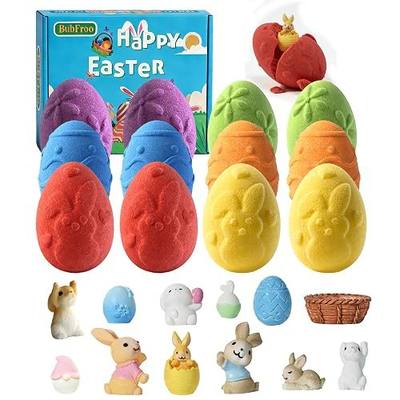 Bath Bombs for Kids, Easter Egg Organic Natural Bath Bomb with Surprise Toys Inside, Bubble Bath Fizz for Kids, Easter Basket Stuffers for Boys Girls, 12 Pack