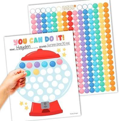 Hadley Designs Sticker Chart for Kids – Behavior Reward Chart Tracker with Stickers, Star Incentive Board, Toddler Routine Tool, Gumball Incentive Sticker Charts for Classroom