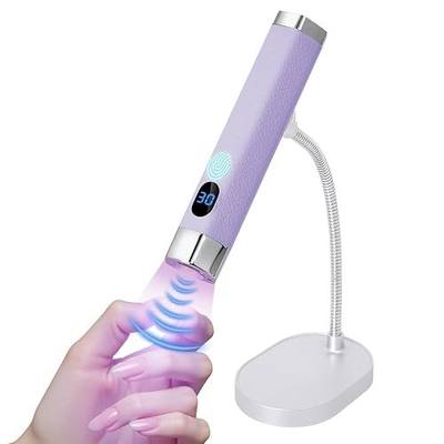 Mini Nail Lamp for Gel Nails with AI Sensor & Magnetic Stand,Rechargeable | Handheld or Handsfree Use,Flash Cure Nail Lamp for Gel X & Press on Nails,Gooseneck UV Light with LCD Display & 30/60s Timer