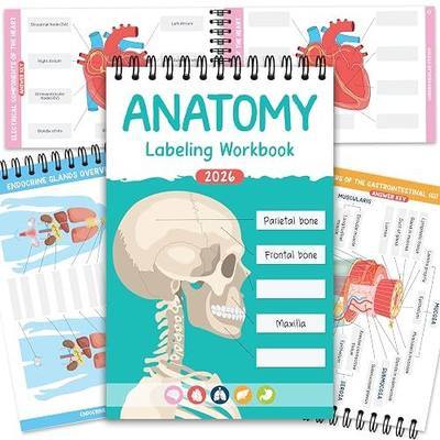 Bloomost Human Anatomy Labeling Workbook, 198-Page Dry Erase Study Guide | Spiral Bound Reusable for Nursing & Medical Students - Body Systems with Answer Keys
