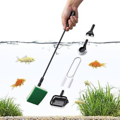 Aquarium Algae Scraper Small Fish Tank Cleaner for Glass Algae Scrubber Set | 5in1 Aquariums Cleaning kit with Seaweed Scraper, Flat Sponge, Fish Net, Clean Brush, Tube Brush for Freshwater turtle Tanks