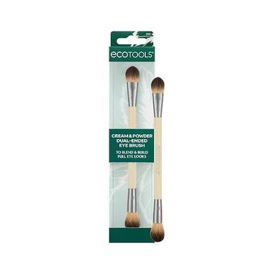 EcoTools Cream & Powder Dual-Ended Eye Brush, Flat & Fluffy Eyeshadow Applicator for Packing, Blending & Full Eye Looks, Vegan & Cruelty-Free, 1 Count