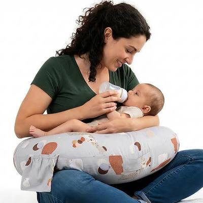 x-vesolje Plus Size Nursing Pillow Wider Support, Breastfeeding Pillow with Adjustable Strap Fit All Body Type, Ergonomic Breast Feeding Pillow, Baby Feeding Pillow for Mom- Max Size/Animal Gray