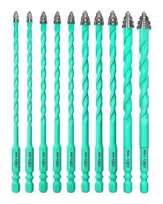 Serrated Carbide Masonry Drill Bit Set - 10PCS 6" (152mm) Extra Long Drill Bits for Deep Hole & Hard-to-Reach Drilling, Quick Change Hex Shank for Tile, Brick, Concrete, Wood, Glass
