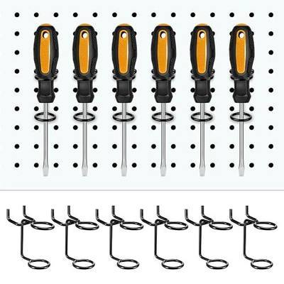 Ripeng 12 Pcs Screwdriver Organizer Tool Holders Multi-tool Holder Double-ring Tool Holders Pegboard Accessories Household Tools Organizer Racks Storage System Hand Tools for Kitchen, Garage (Black)