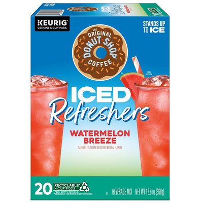 The Original Donut Shop Iced Refreshers, Watermelon Breeze Flavor, Keurig Single Serve K-Cup Pods, Brew Over Ice, 20 Count