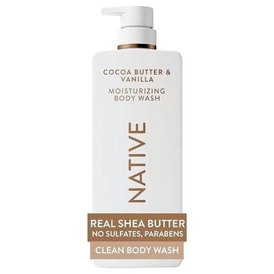 Native Moisturizing Body Wash, Clean & Gentle 24-Hour Hydration with Shea Butter, for Sensitive and Dry Skin, for Women & Men, Sulfate-free, Paraben-free, Cocoa Butter & Vanilla, 22 fl oz