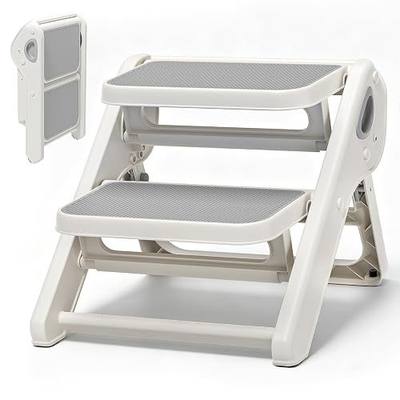 Foldable Toddler Step Stool for Bathroom Sink, Toilet, Bedroom, Kitchen – Non-Slip, Space-Saving, BPA-Free, Supports 110 lbs, Kids Step Stool (Grey)