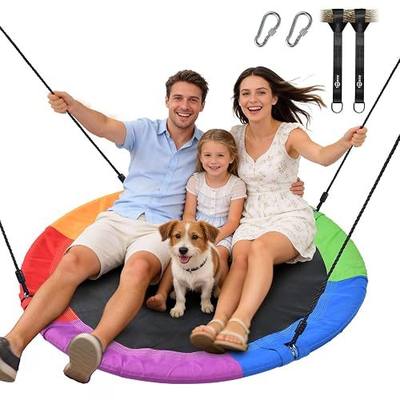 Trekassy 48 Inch Saucer Tree Swing, 700lbs Capacity Round Swing for Kids Adults Outdoor Backyard, 900D Oxford Waterproof with Adjustable Ropes