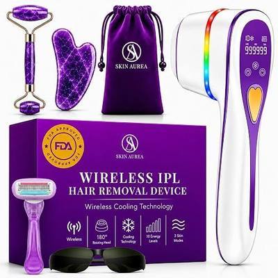 SKIN AUREA™ ONE Cordless IPL Hair Removal Device 24J for Permanent Hair Reduction - At Home Laser Hair Removal for Women Painless - IPL Laser Hair Removal Device 10 Levels - with Jade Roller & Gua Sha