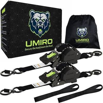 Retractable Ratchet Straps 1''x 12ft Heavy Duty Tie Downs Bolt on Auto Retract Ratchet Strap 1760lb Break Strength Self Retracting for Truck,Cargo,Trailer,Motorcycle,ATV,UTV (Black-Green,2 Pack)