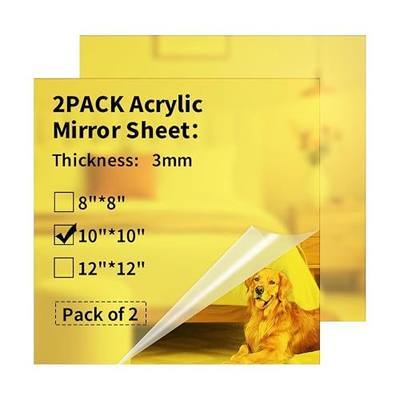 Mirror Acrylic Sheets 1/8 ” Thick - 2 Pack 10 x 10 inch Muliticolored Plexiglass Panels Blanks for Laser Cutting and Engraving for DIY Crafts Projects,Yellow