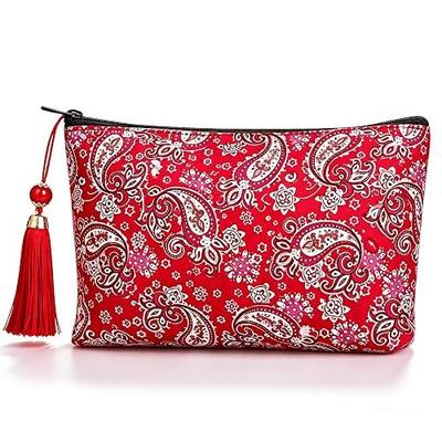 Mahjong Tile Bags with Zipper, Mahjong Bag for 1.2" (30mm) American Tiles | Fits 166 American Mahjong Tiles, Padded Mahjong Gift Bag with Inner Pocket, Red Printed Storage Case for Mahjong Lovers