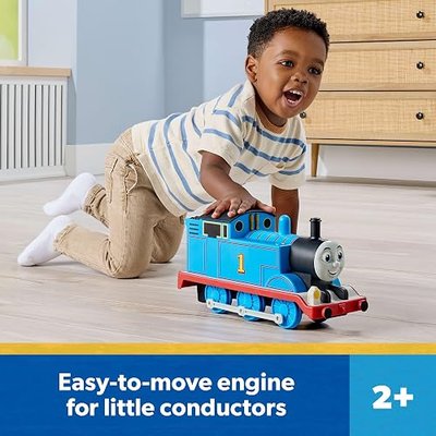 Thomas & Friends Giant Whistling Thomas Engine from Fisher-Price | Large-Scale Toy Train with Storage Compartment, Press on the Steam Dome to Hear Train Whistle, For Preschoolers