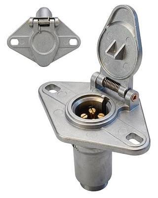 4-Pin Trailer Connector, Weather-Resistant Zinc Plug for RV Truck | Vehicle-side SAE standard 4-way trailer connector、 Secure locking cover、Replacement trailer wiring plug、Light harness socket