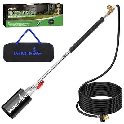 Propane Torch Weed Burner Kit with Storage Bag, Heavy Duty Flamethrower with Self Igniter & 10FT Hose, High Output Blow Torch for Weeding, Roofing, Ice Melting, Road Marking,Charcoal(34")