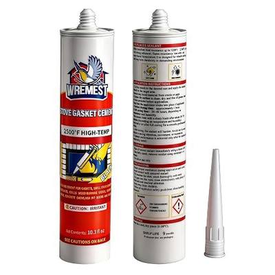 2500°F High Temp Stove Gasket Cement, Black 10 oz – Silicate-Based Stove Pipe Sealant, Non-Flammable & Paintable Fireplace Sealant Caulk for Wood Stove,Chimneys, Ovens, Grills, Furnace & Flue Joints