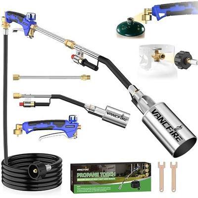 Propane Torch Weed Burner Kit, High Output Blow Torch with Long/Short Mode & 12.5FT Hose, Heavy Duty Flamethrower with Turbo Trigger for Weeding, Roofing, Ice Melting, Road Marking,BBQ(33.3")