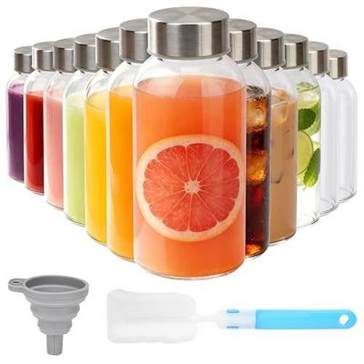 Sursip Glass Bottles 8 oz with Stainless Steel Lids (Set of 12) - Reusable Small Clear Jars for Juicing, Wellness Shots & Fridge Organization - Leakproof, Dishwasher Safe & BPA Free
