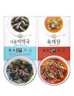 Korean Freeze-Dried Soup Multi-Pack (Seaweed Soup 10g 5ea) + (Korean Spicy Soup 10g 5ea) Easy Cooking Individual Packaging Miyeokguk, Yukgaejang