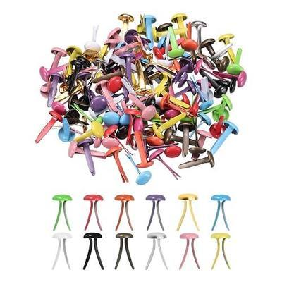 PATIKIL 120 Pcs Brads Paper Fasteners, 8 x 4.5 mm Metal Round Head Split Pins, Prong Brads for Scrapbooking Leather Craft Decorative DIY Supplies, Mixed Color