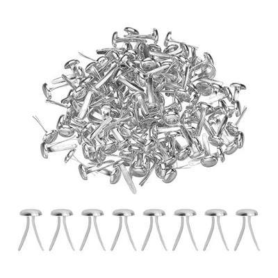 PATIKIL 120 Pcs Brads Paper Fasteners, 9 x 5 mm Metal Round Head Split Pins, Prong Brads for Scrapbooking Leather Craft Decorative DIY Supplies, Nickel Color