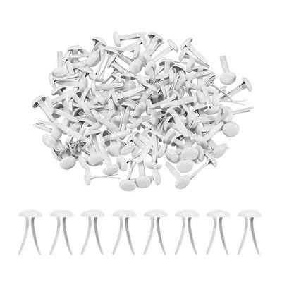 PATIKIL 120 Pcs Brads Paper Fasteners, 8 x 4.5 mm Metal Round Head Split Pins, Prong Brads for Scrapbooking Leather Craft Decorative DIY Supplies, White