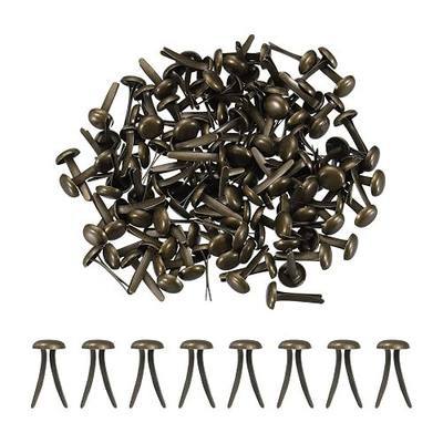 PATIKIL 120 Pcs Brads Paper Fasteners, 8 x 4.5 mm Metal Round Head Split Pins, Prong Brads for Scrapbooking Leather Craft Decorative DIY Supplies, Bronze