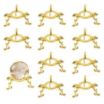 Dirvcp 10Pcs Gold Crystal Ball Stands, Gold Sphere Display Holder for 40mm-80mm Crystal Balls, Glass & Natural Stone Display Stand, Decorative Rock Organizer