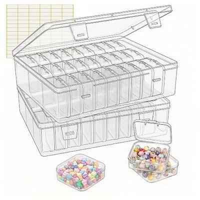 Bead Organizer Box, 62pcs Clear Plastic Storage Containers with Hinged Lid | Heavy Duty Transparent Mini Box with Labels for Crafts, Jewelry, Beadings, DIY, Bracelets, Nails, Diamond Art, Beads Storage