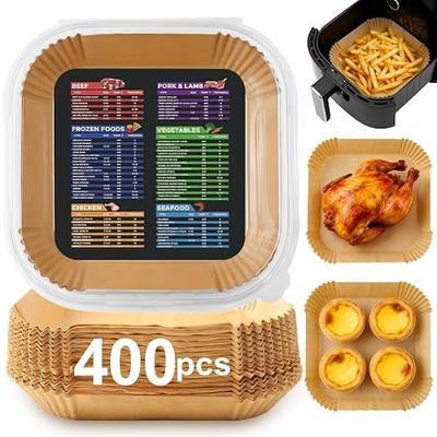 400 Pcs Air Fryer Liners Disposable, 8” Square Unbleached Heavy Duty Air Fryer Paper Liners, Parchment Paper for 5-8 qt Airfryer Basket, Non-Stick & Non-Leak Airfryer Liners for Deep Fryer Accessories