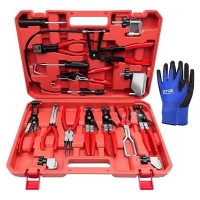 ZKTOOL 16PCS Hose Clamp Pliers Set, Professional Removal & Installation Tool Kit with Long Reach Flexible Wire & Electrical Disconnect Pliers for Fuel, Oil, Coolant Radiator, Heater and Water Hoses