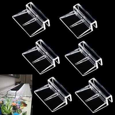 NestBasics 6pcs Transparent Aquarium Lid Clips,Rimless Fish Tank Glass Cover top Support,Aquarium Hood Holder, Acrylic Glass Aquarium top Clips (Transparent, 6pcs 5-6mm Clips)