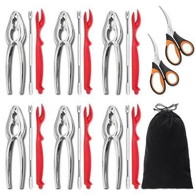 20-Pack Crab Crackers and Tools Set,Seafood Boil Party Supplies Includes 6 Crab Crackers, 6 Lobster Shellers, 6 Crab Leg Forks/Picks and 2 Seafood Scissors & Black Storage Bag - Nut Cracker Set