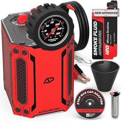 AutoLine Pro HyperSmoke™ Automotive Smoke Machine EVAP Vacuum Leak Tester | Pro Vers. w/Gauge | Adjustable Pressure - OEM Approved Smoke Fluid - Built-in Air Motor - Cone and EVAP Gas Cap Adapter
