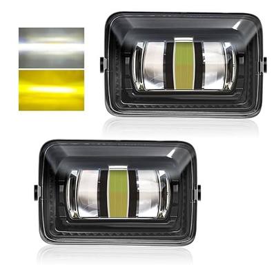 Premium Dual Colors LED Fog Light Assembly for F150 2015-2020 Ford, Black | For 17-19 F250/F350/F450 Super Duty, Two-Tone White and Amber Light, IP67 Anti-fog DC 12V Plug & Play, JL3Z-7222-D