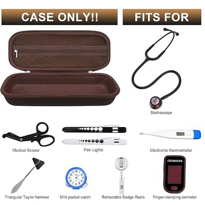 BOVKE Stethoscope Case Fits 3M Littmann Classic III Monitoring/Cardiology IV, Lightweight II S.E., Stethoscope Carrying Bag Medical Storage Organizer for Nurses & Nursing Students, Chocolate