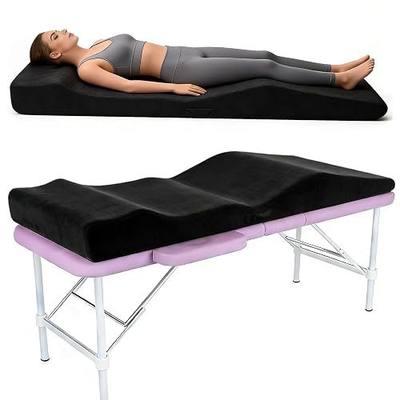 Lash Bed Topper, Ergonomic Curvy Massage Bed Topper Esthetician Bed Cushion, Non-Slip Spa Table Memory Foam Pad with Removable Cover, Ideal for Facials, Eyelash & Beauty Salon, 71"×23" Black