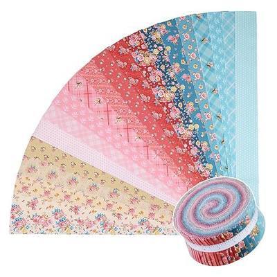 ShinyStitch-100% US Cotton Precut Fabric Strips Roll for Quilting, Crafting, and Sewing, Soft Cotton for Blanket, Upholstery, Home Decor,40 Strips 2.5" x 44" (Spring Flower Cluster)