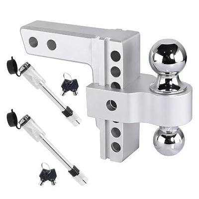 Aluminum Adjustable Trailer Hitch for 2-Inch Receiver 6 Inch Drop/Rise Hitch Ball Mount with 2" and 2-5/16" Ball Hitches Heavy Duty 12,500 LBS GTW Towing Hitch