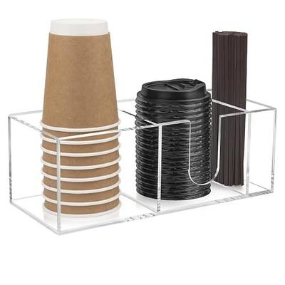 Acrylic Coffee Cup Holder for Countertop, 3-Slot Coffee Bar Organizer for Cups Lids Straws, Clear Coffee Station Organizer for Coffee Bar Accessories